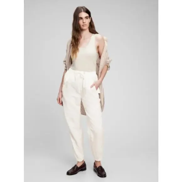 GAP Pants Jumpsuits Gap White Linen Cotton Jogger Blend High
